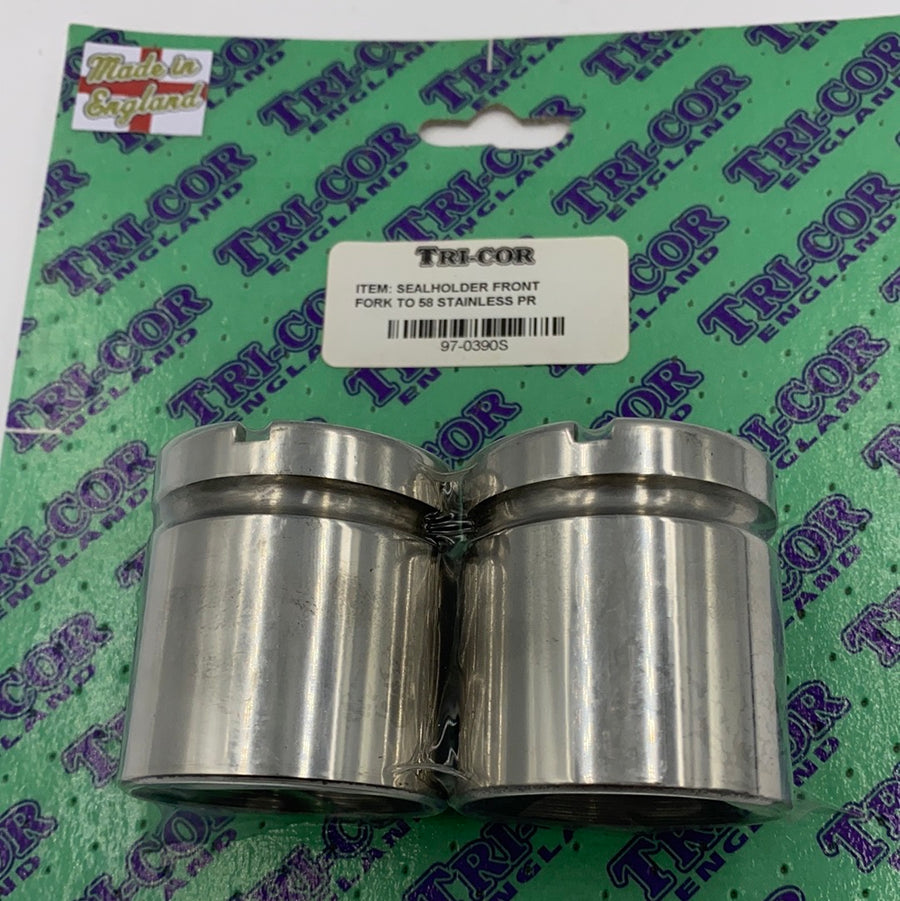 970390S - 1945/57 STAINLESS FORK SEAL HOLDERS PAIRS